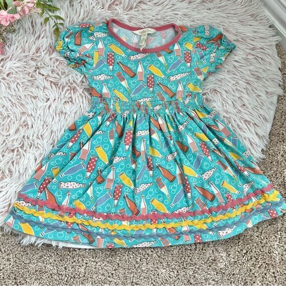 Matilda Jane Wonderment Soda Pop Turquoise Pink Yellow Ric Rac Dress Girls Sz 2 - Picture 2 of 10